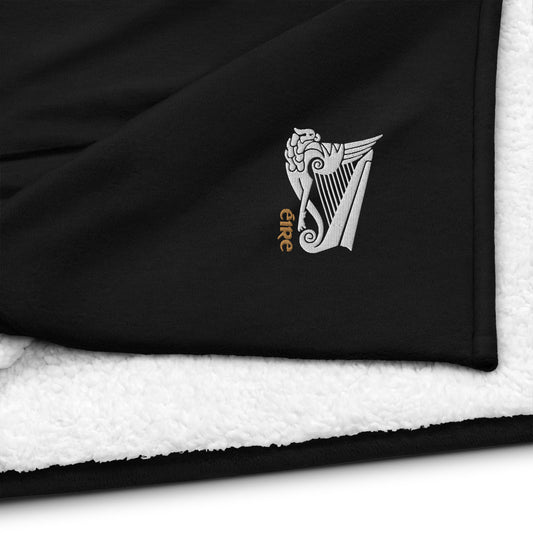 Eire and Celtic Harp Embroidered Premium Sherpa Blanket
