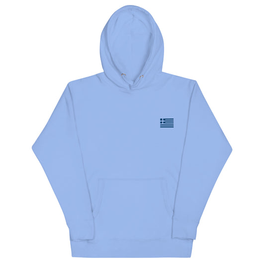 Blue Embroidered Greek Flag Unisex Hoodie