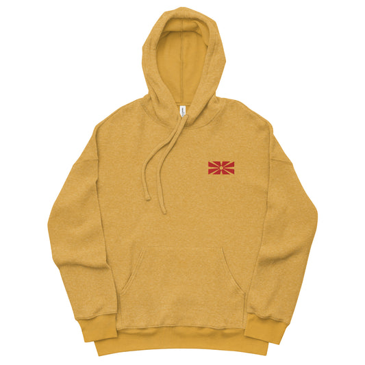 North Macedonia Red Embroidered Sueded Fleece Hoodie